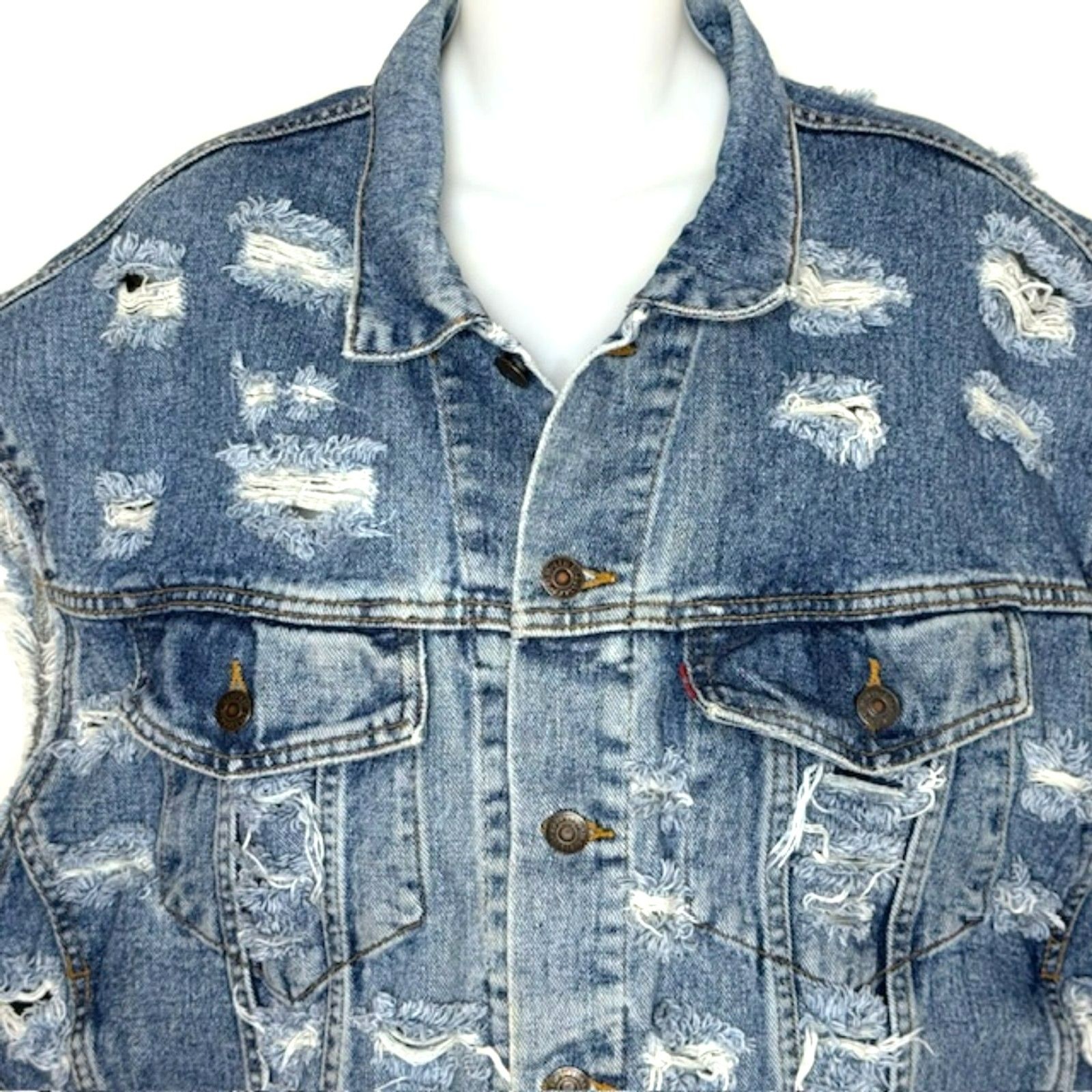 FURST OF A KIND FOAK VINTAGE UPCYCLE DENIM VEST AMERICAN FLAG SIZE XXL UNISEX