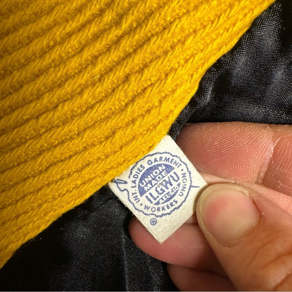 Vintage 60s Yellow Wool Coat Real Fur Collar Cuffs ILGWU Union Made Twee 1960s