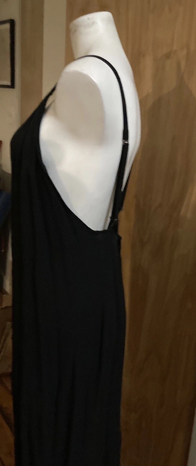 Vanessa Bruno Paris Vintage Long Black Slip Dress Sz 40/8 Super-low back!