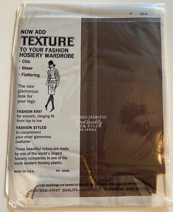 Vintage Seamless Textured Stockings 100% Nylon – Size 10 Off Black