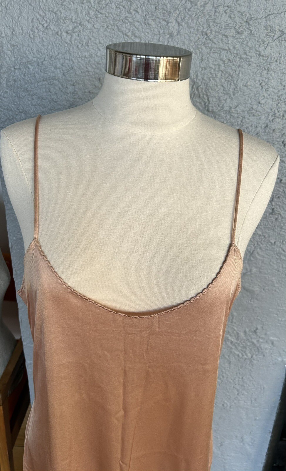 Vintage VANITY FAIR Long Maxi Full Slip Dress 34, Nude Color Nylonn made in USA