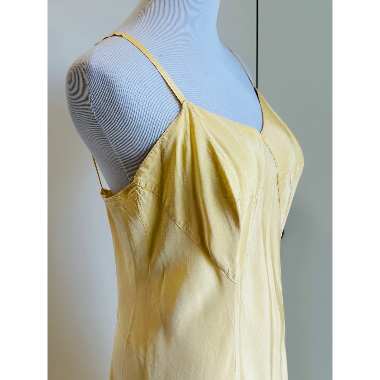 Antique 40s Buttercream Yellow slip dress Maxis SZ M/8 Soft Girl Coquette