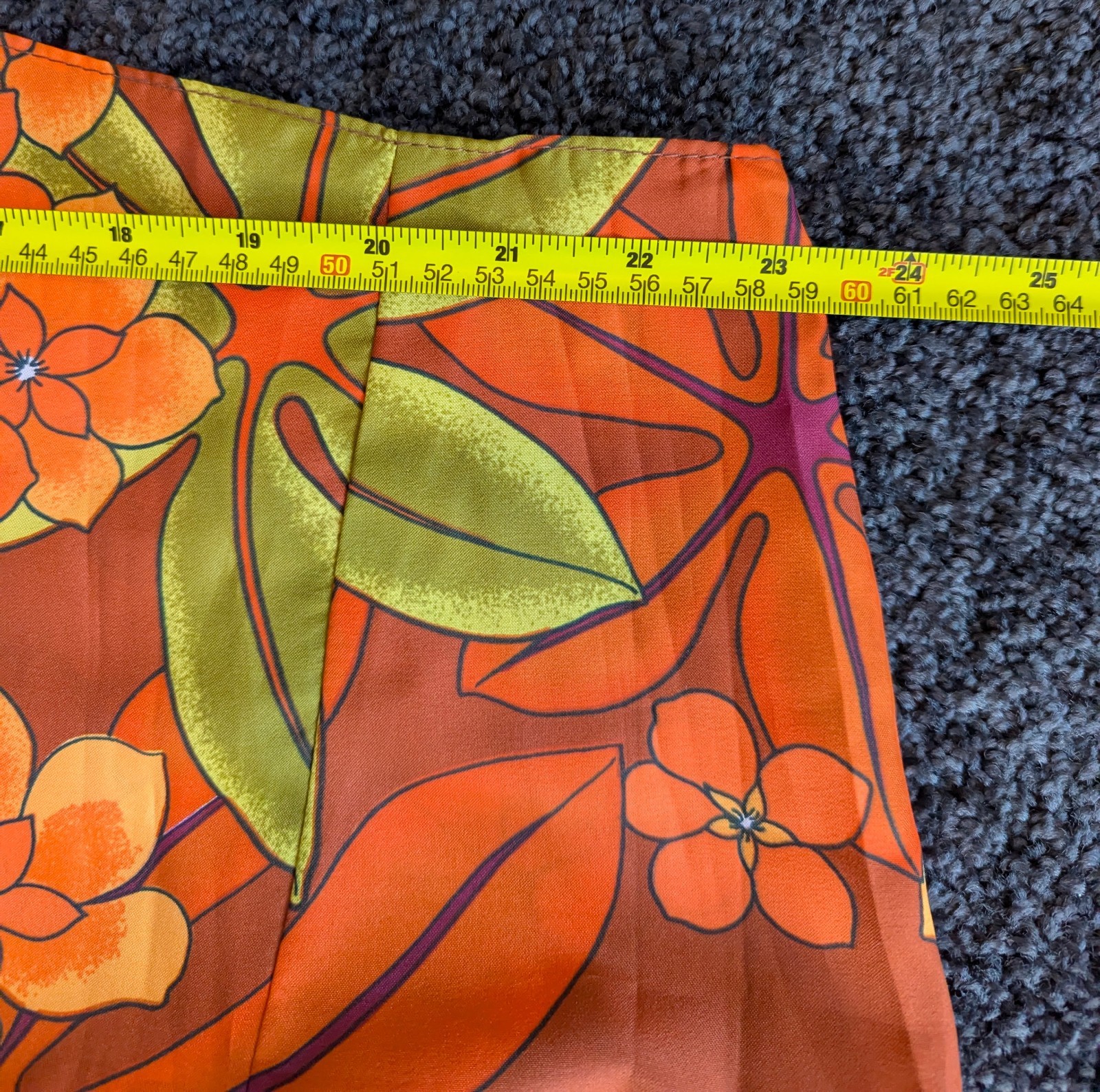 Vtg 1970s Pomare Tahiti Hawaiian Sarong Wrap Halter Dress Bright Orange L/XL