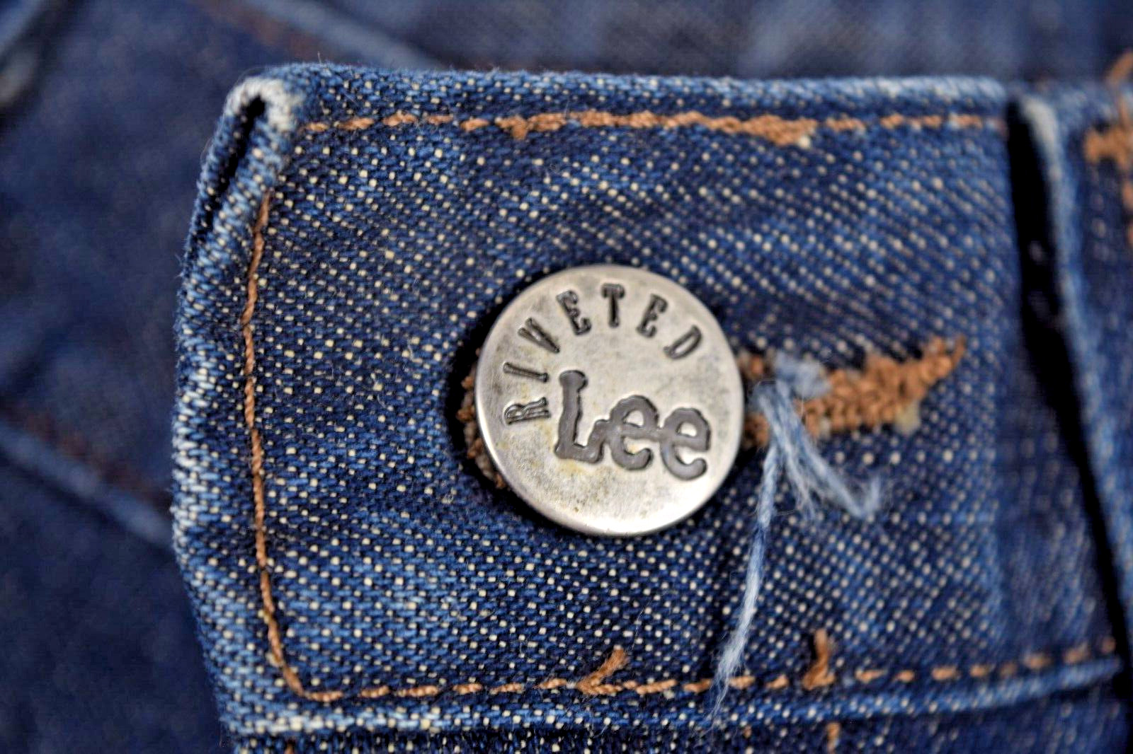 Vintage Jeans Lee Riveted W30 L28 90s Blue Painter Style Relaxed Fit Made USA