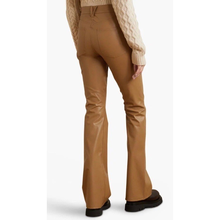 Veronica Beard Beverly Faux Leather Flare Pants Camel High Rise Size 26