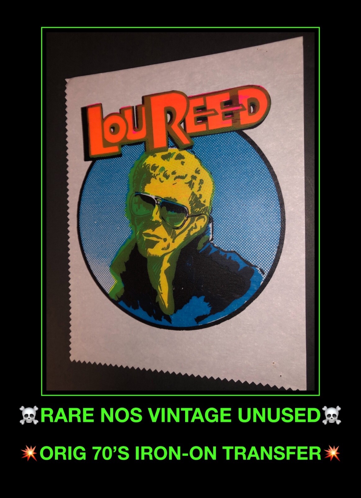 RARE! VTG 70s LOU REED The Velvet Underground Rock N Roll Animal T-Shirt Iron-On