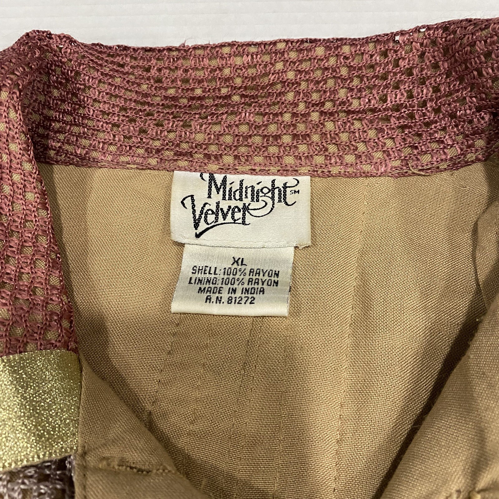VTG Midnight Velvet Size XL JACKET Shirt Button PATCHWORK
