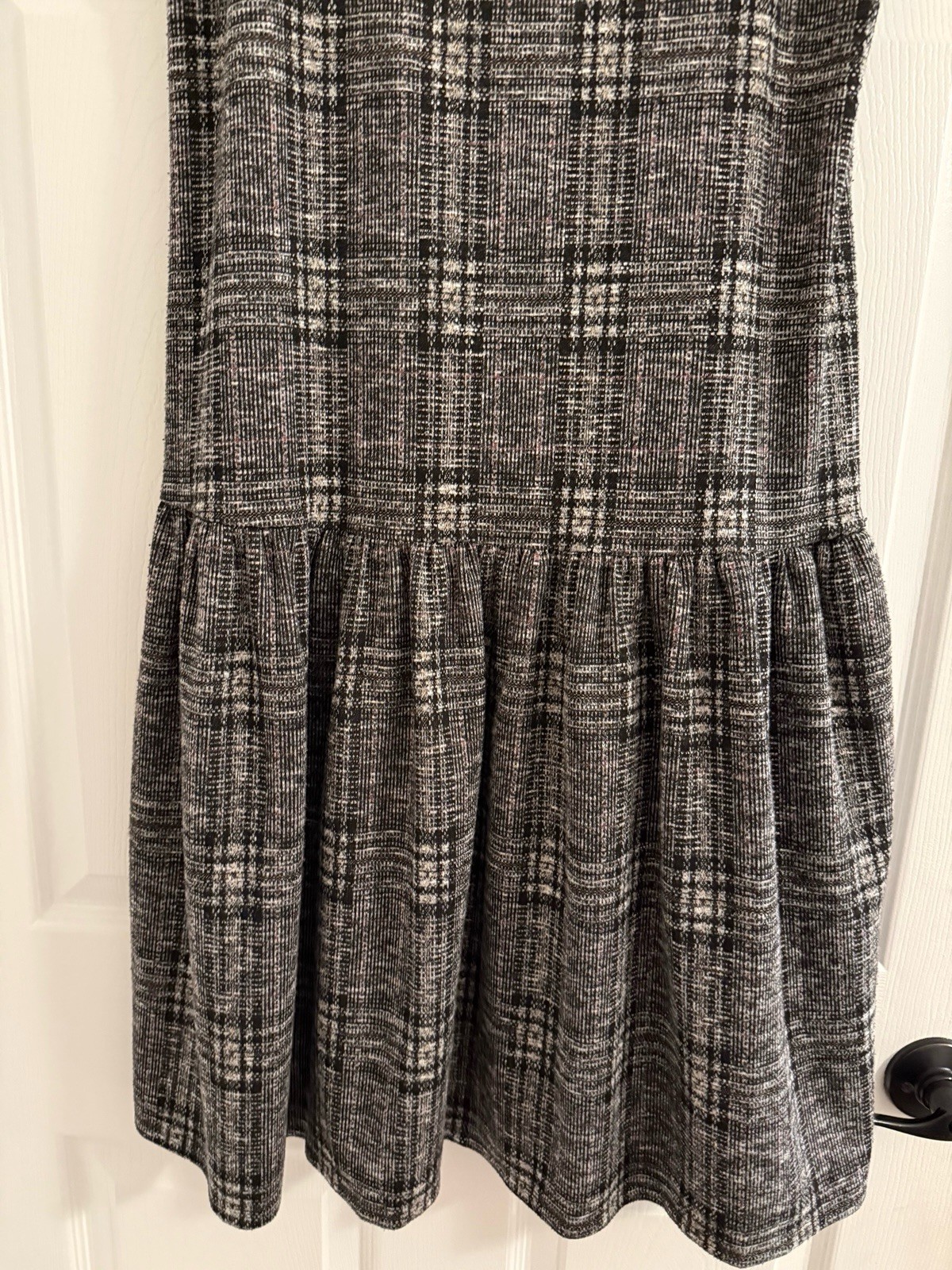 Vtg iPOSH! 90s Plaid Pinafore Jumper Dress Youth XL Drop Waist Tweed