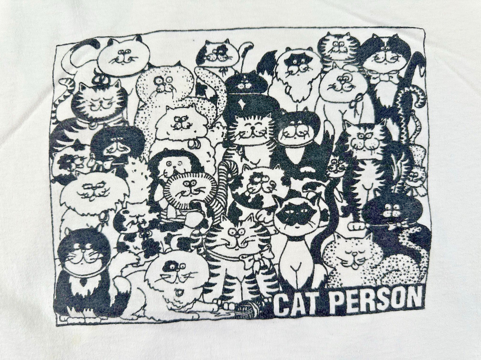 vintage 90’s CAT PERSON t shirt LARGE screen stars best ILLUISTRATION cute NORM