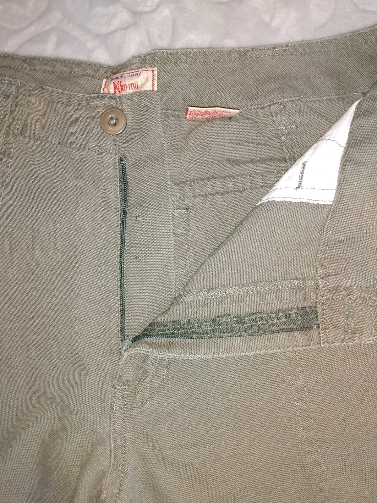 NOS KIKO-MO Classics Women’s 7/8 Olive Utility Denim Pants/Jeans 32×31. Flaw Y2K
