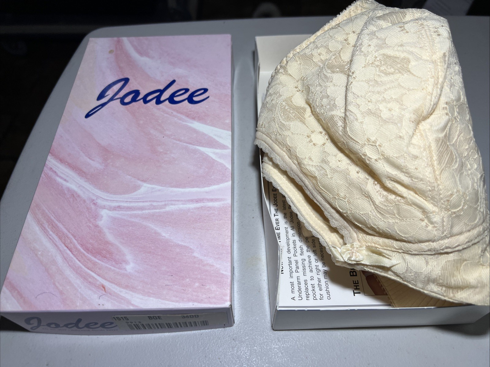 NEW Jodee Surgical Style 1515 Post Mastectomy Bra BEIGE w/Pockets USA-MADE 34DD
