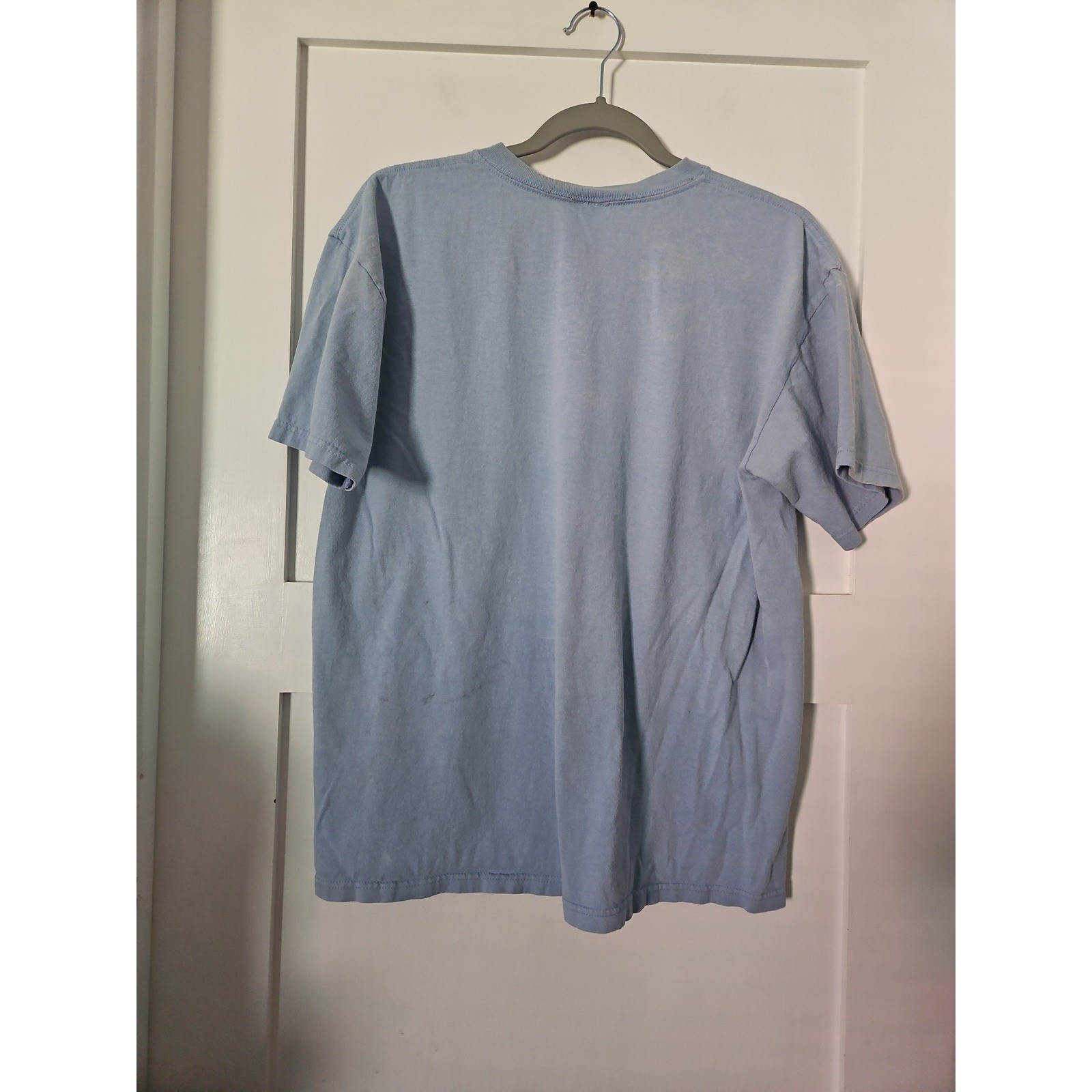 Vintage Anvil Rooster T-Shirt Light Blue Graphic Tee „He Rules the Roost” Large