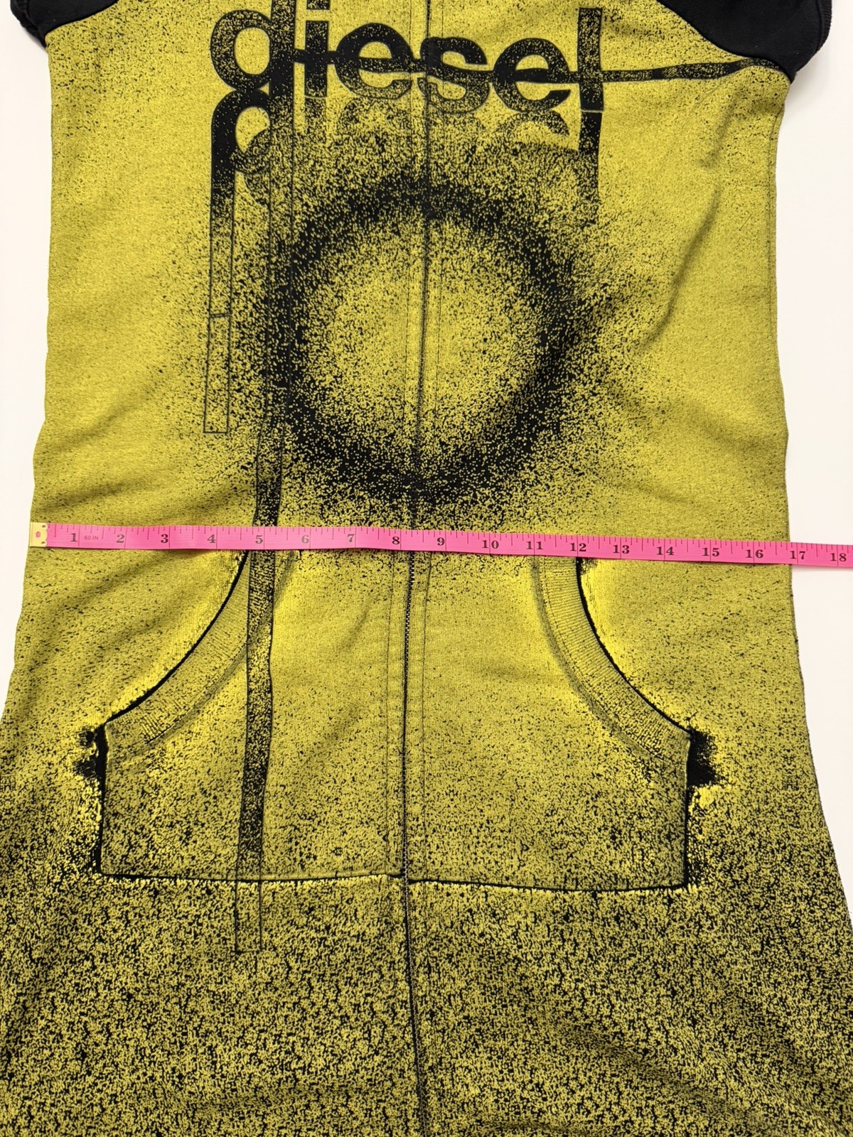 vintage 90s Diesel women’s Sleeveless Hoodie Dress Yellow & Black Gradient – CS