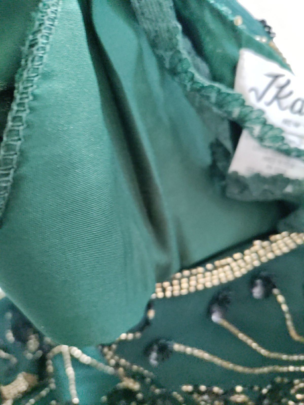 Vintage J Kara New York 100%Silk Sequin Green Size XXL