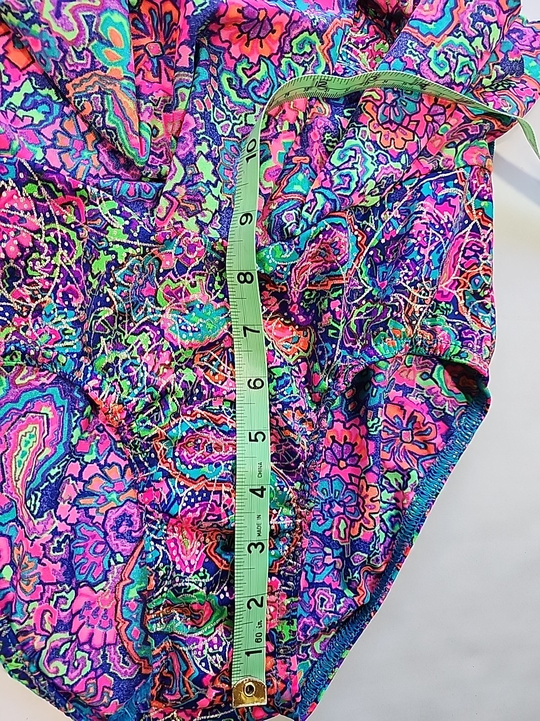 Gantner California Womens Size 10 Psychedelic Neon Colorful 1pc Bathing Suit 80s