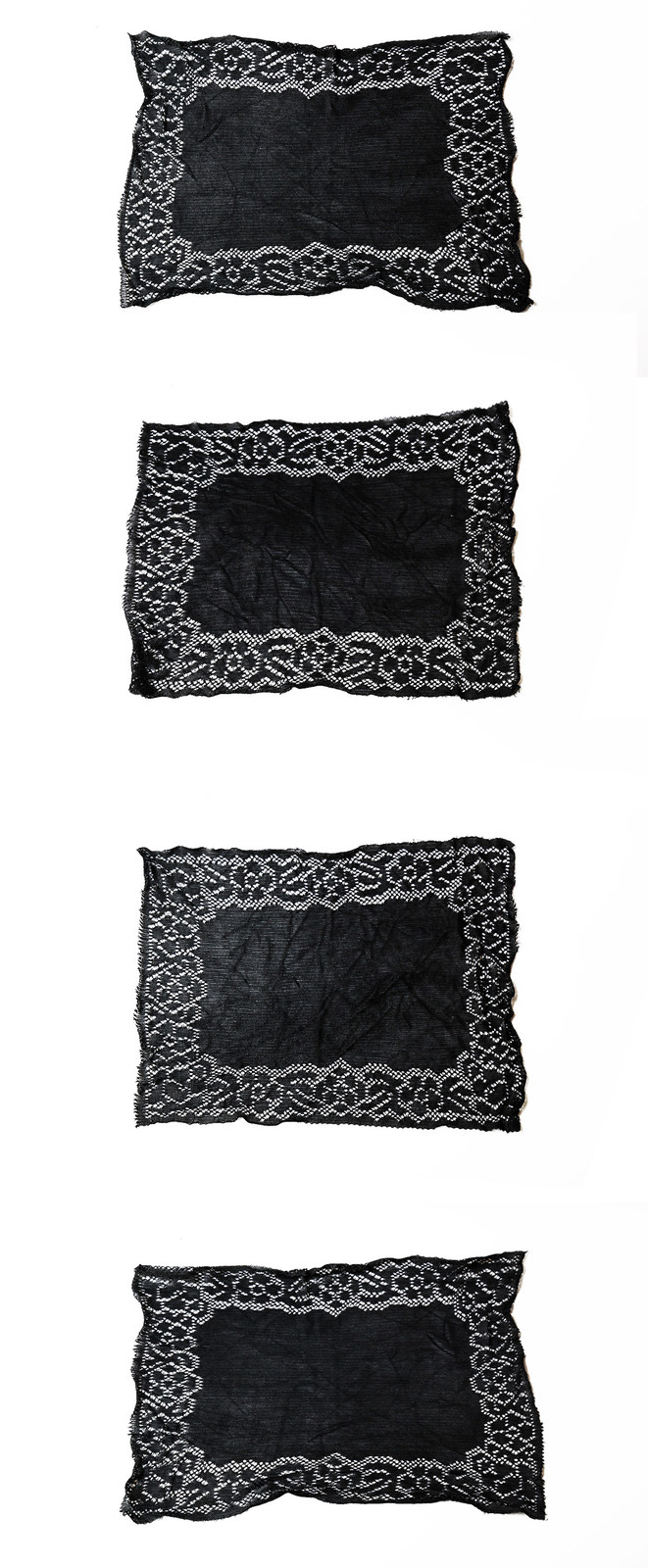 Lot of 4 Rectangular Veils 24X20cm Crochet Embroidery Lace Retro Vintage ’20
