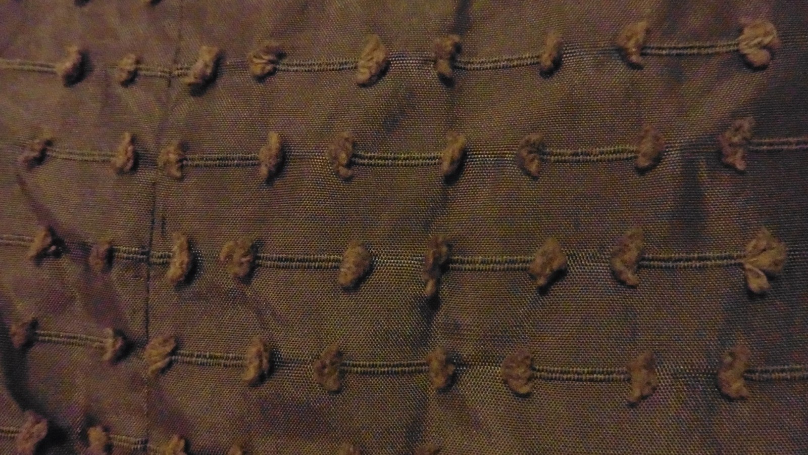 40s Dark Chocolate Brown Drop Waist Tufted Nubby Taffeta Party Dress sz S