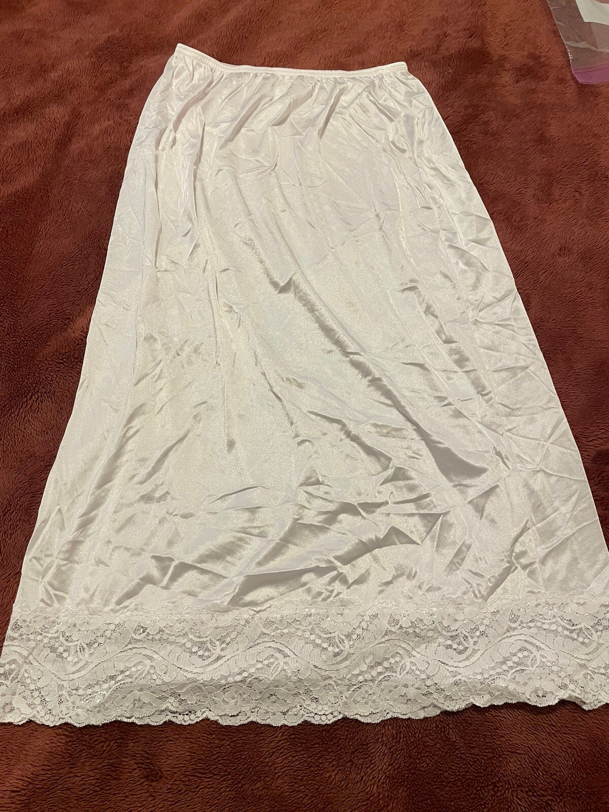 Undermoments White Soft Nylon Half Slip Large Long 112