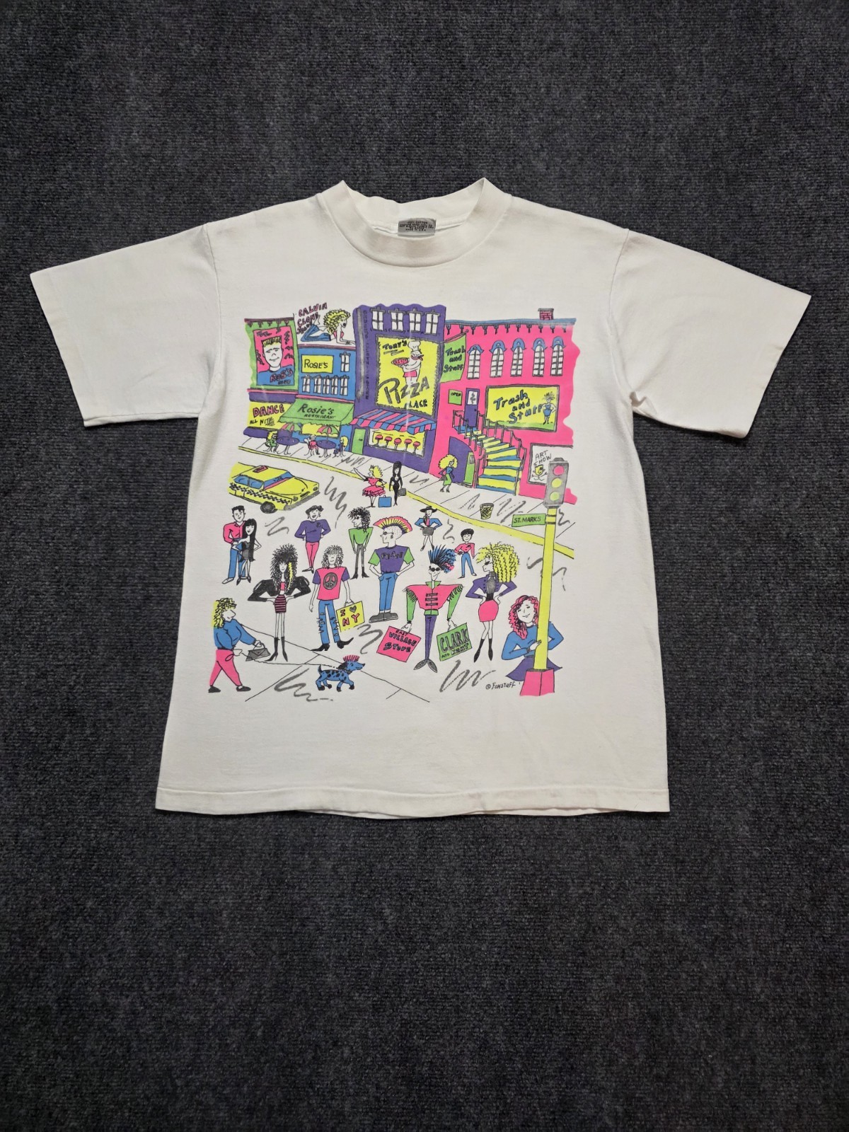 Vintage Single Stitch Fun Stuff NY New York City Shirt Cartoon Shopping Humor