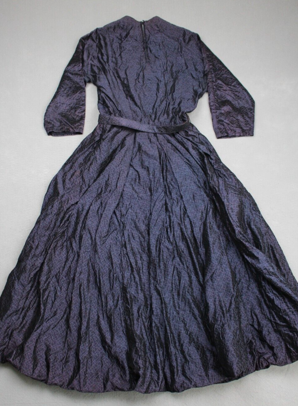Vintage 1940s 50s Dress Womans Small Purple Geometric Rayon Formal Party