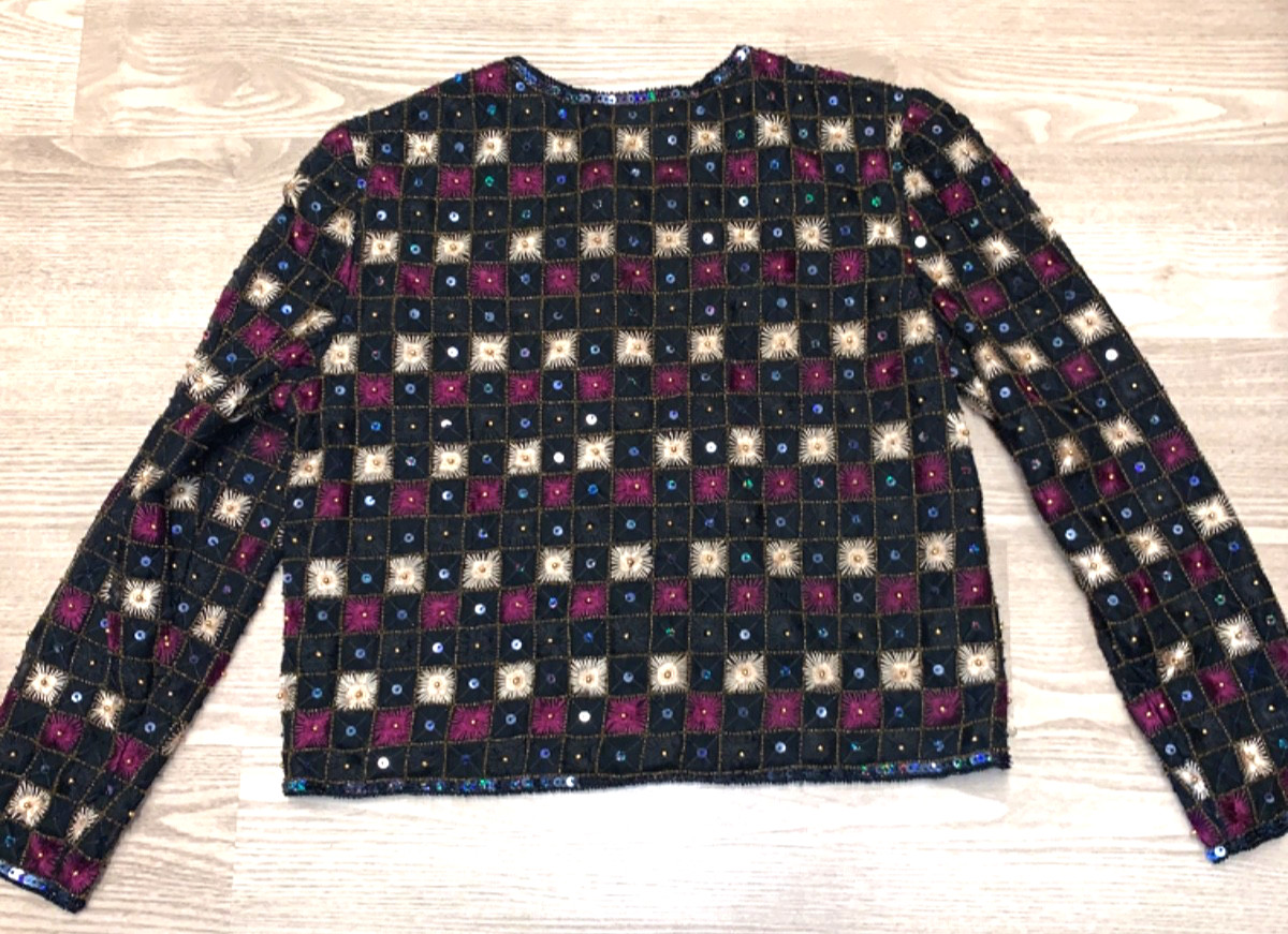 Vintage JKara NY 100% Silk Lined Beaded Geometric Evening Jacket – Ladies M