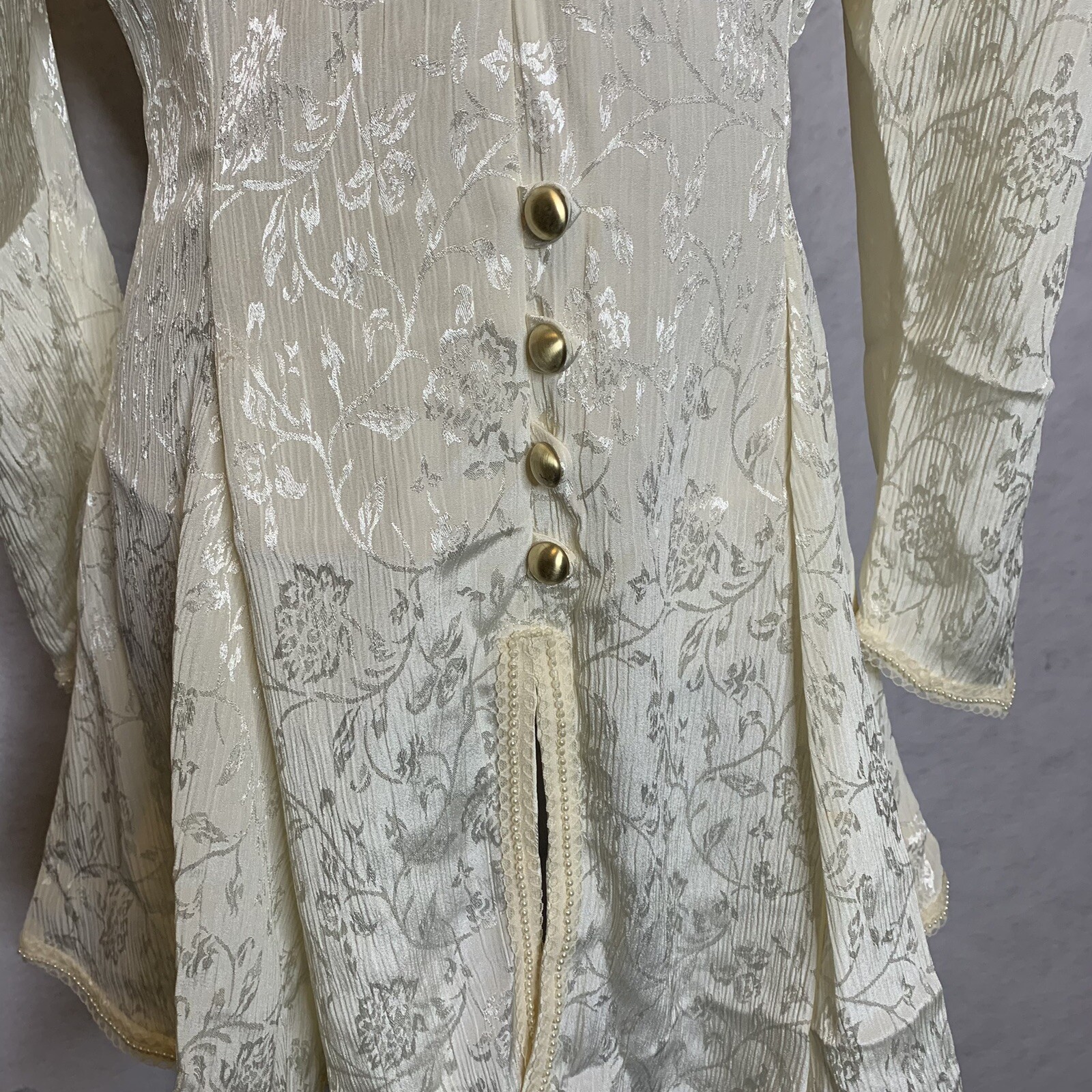 Vintage Wedding Dress Skirt Top Veil Faux Pearls Gold Tone Buttons Handmade