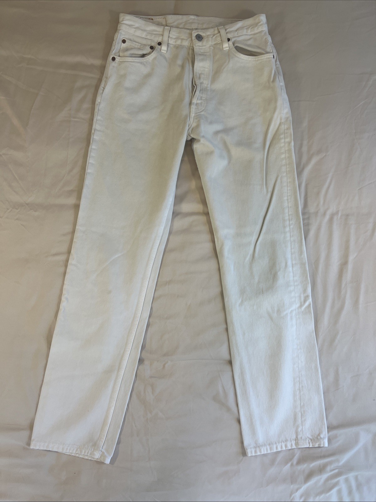 Vintage Women’s Levi’s 501 Button Fly White Jeans, Made In USA!