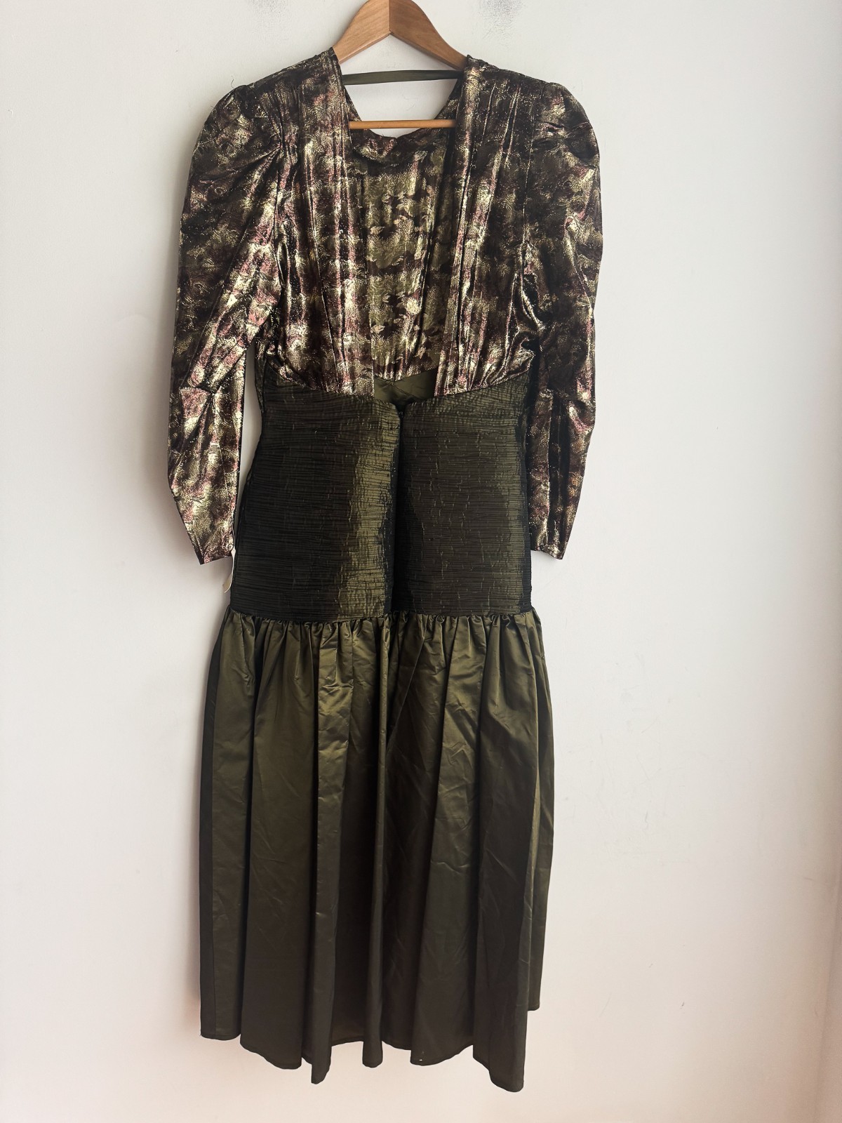 Vintage Liptons Taffeta Lurex Earth Tones Midi Prom Dress NWT 10