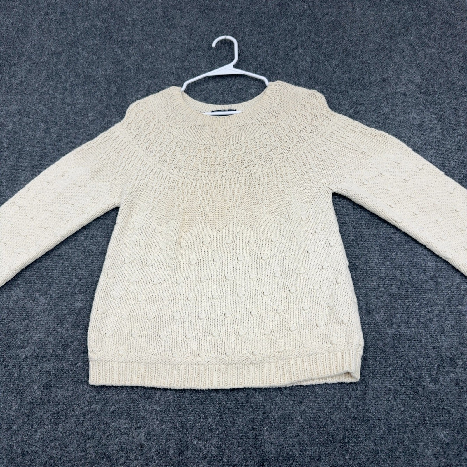 Vintage Woolrich Sweater Women M Cream Silk Cotton Knit Chunky Cottagecore Style