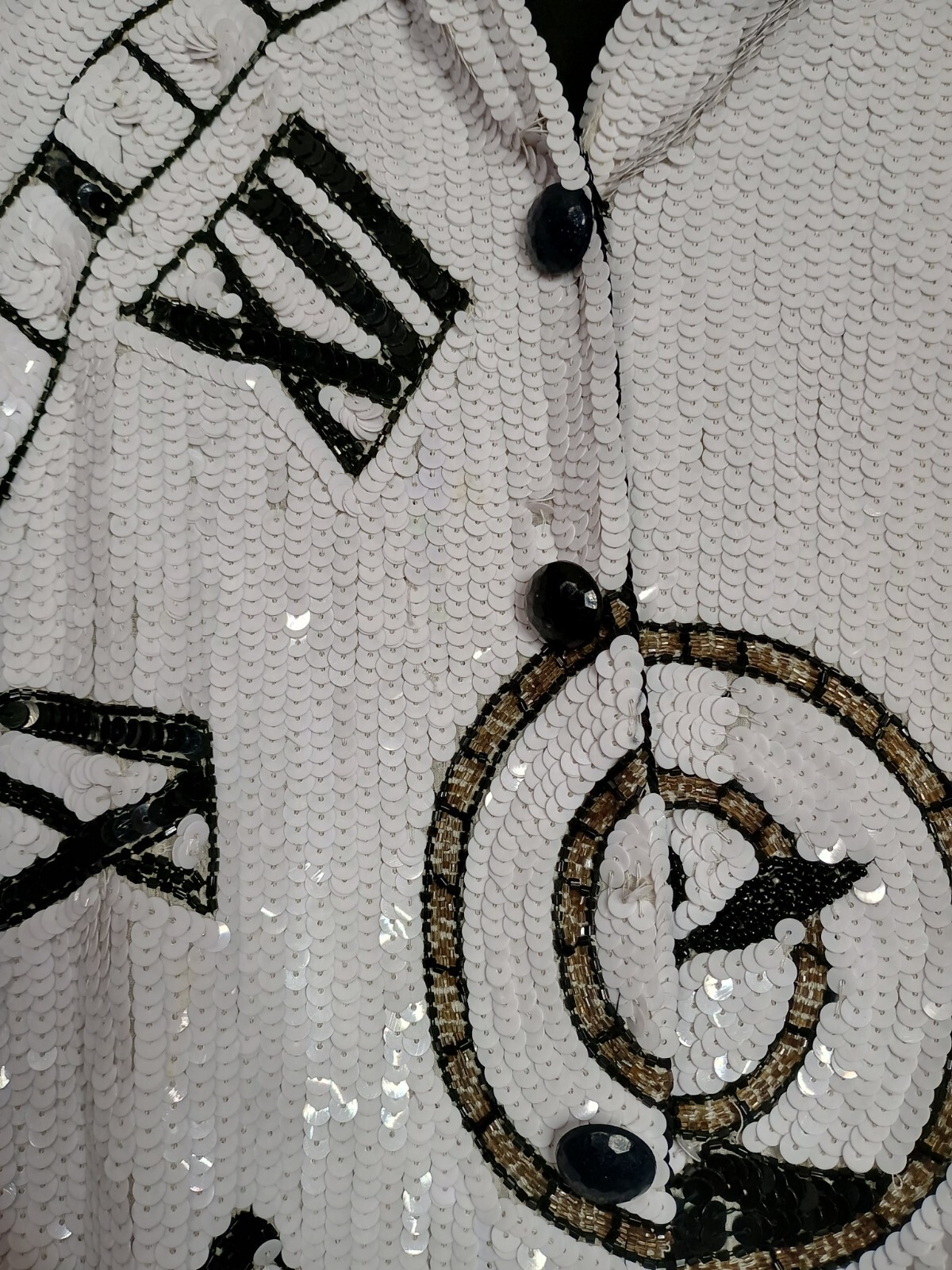 Vintage 90’s Modi Sequin Jacket Clock 100% Silk 1X