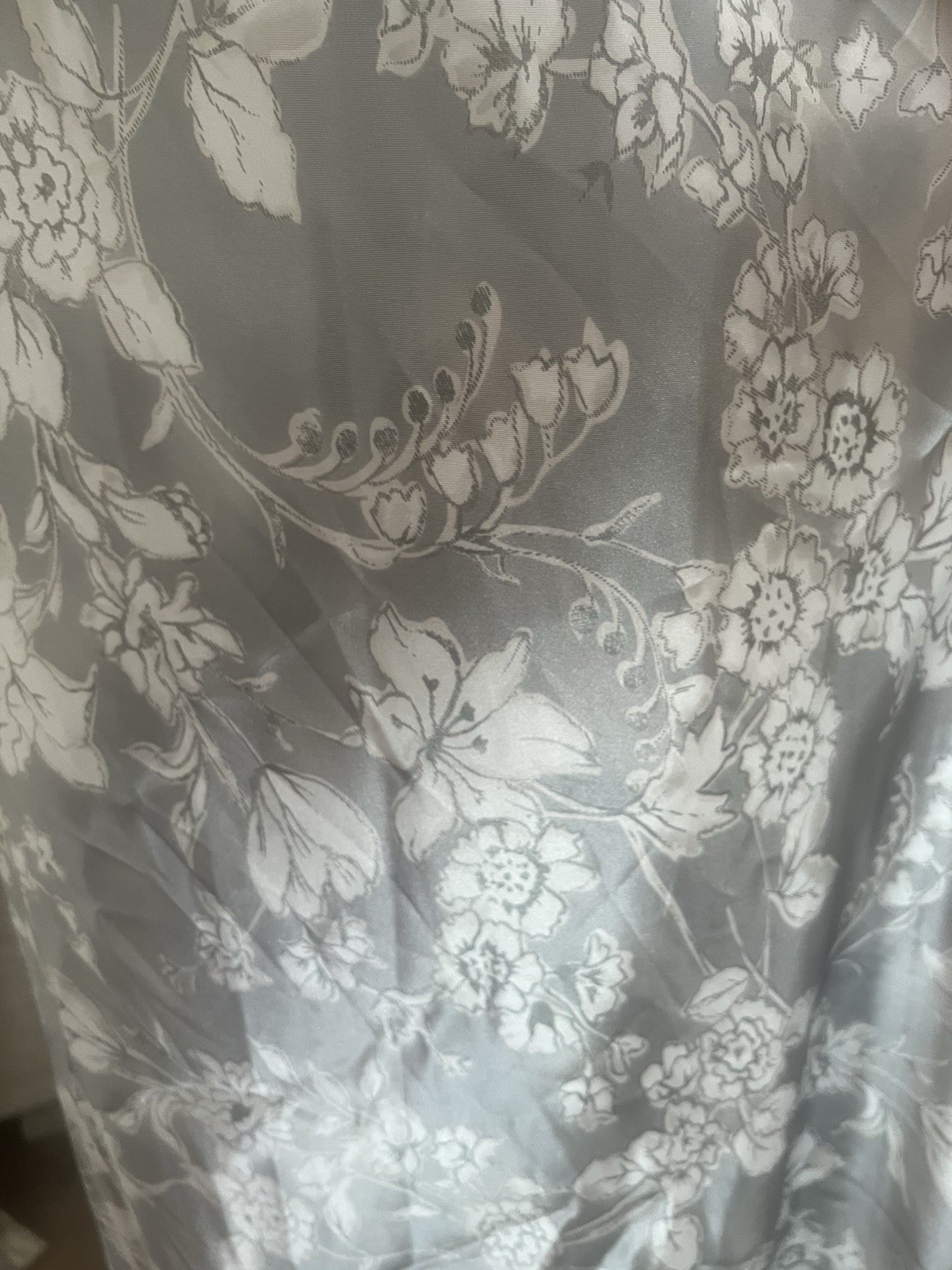 VTG Jacklyn Smith Full Length Satin Robe + Night Gown Set Silver Floral NWT M
