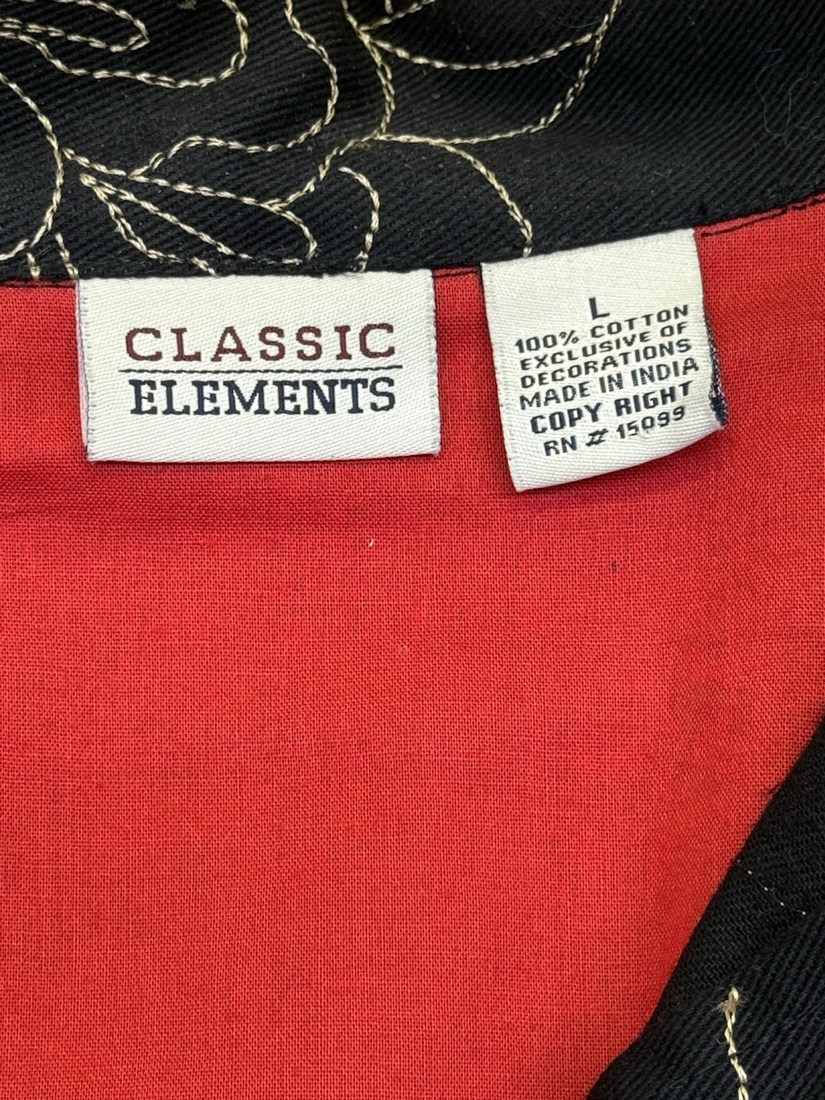 Vtg Classic Elements Jacket Embroidered Black Floral Women’s Size L
