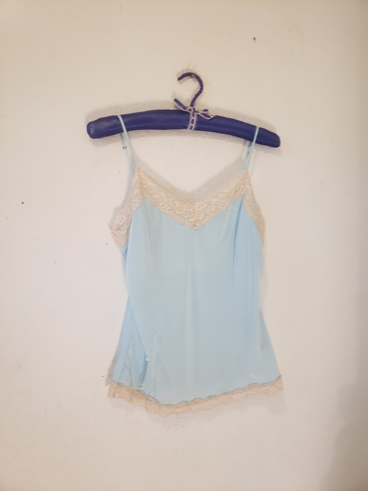Vtg Y2k The Limited Sz M Blue Tunic Tank Top Beige Lace V Neck Camisole