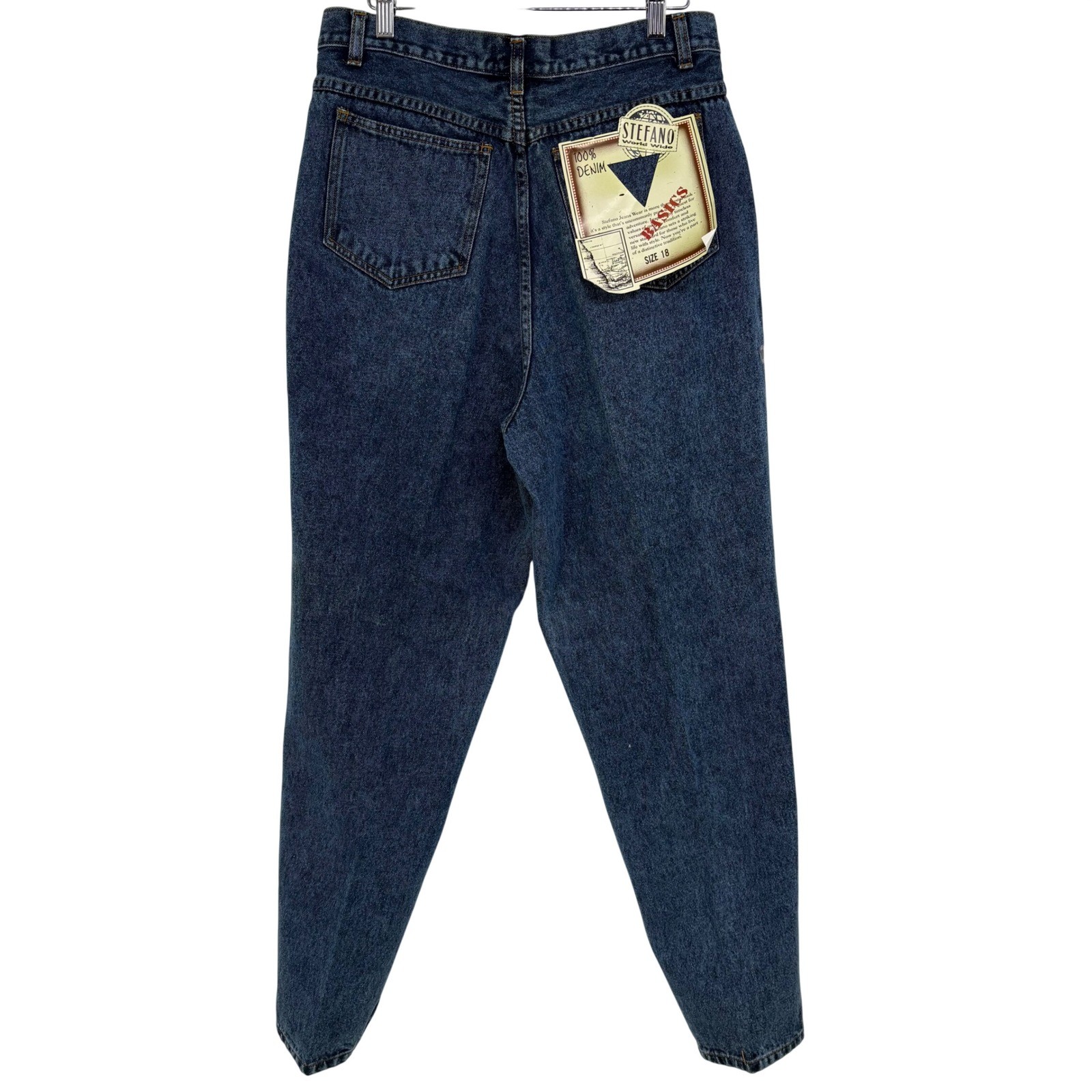 Stefano World Wide Vintage 90s High Waisted Mom Jeans Dark Wash Tapered Size 18
