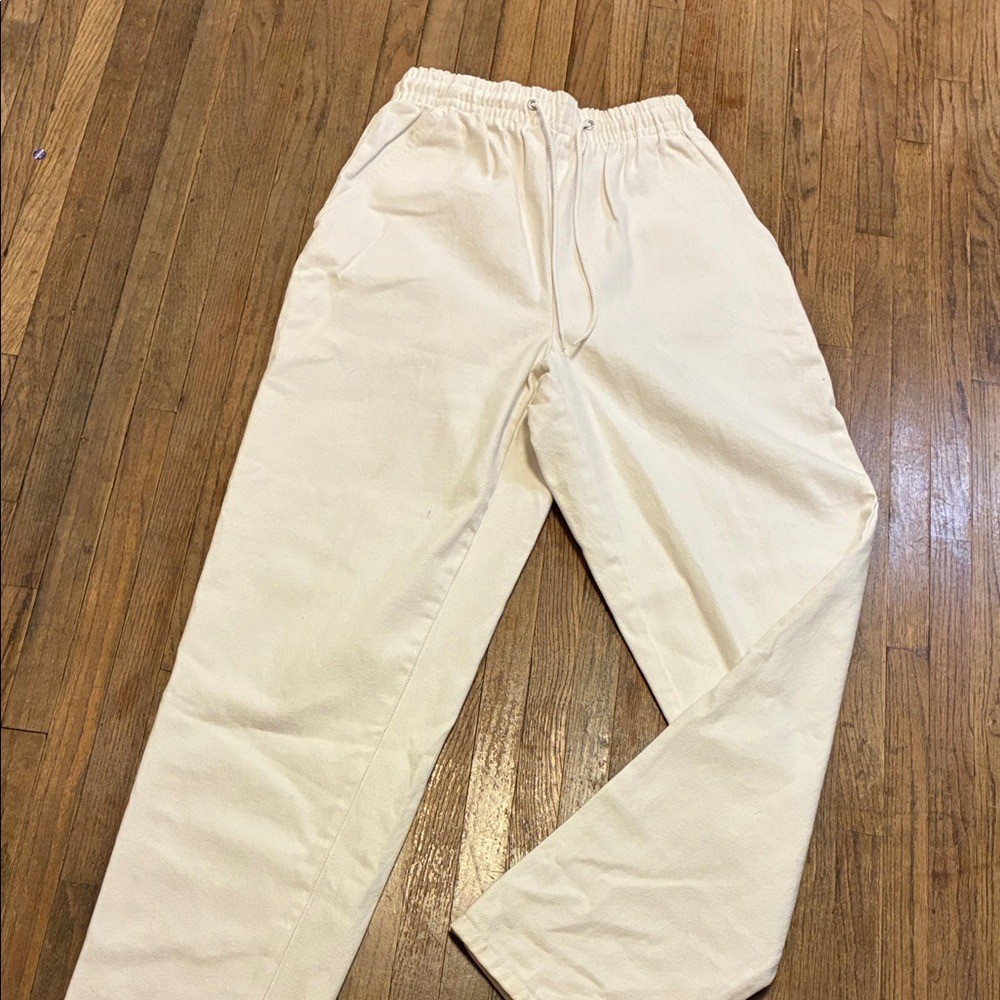 Vintage EUC High Waisted Ivory Cotton Canvas Utility Pants Size 8