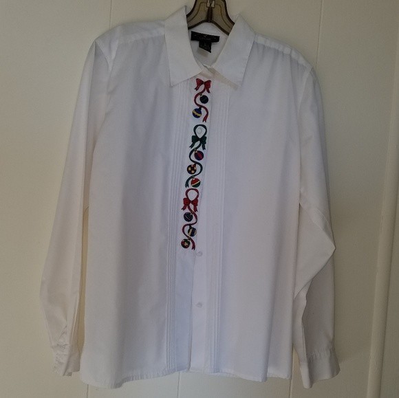 Understated Holiday Blouse by Charter Club Made in British Hong Kong