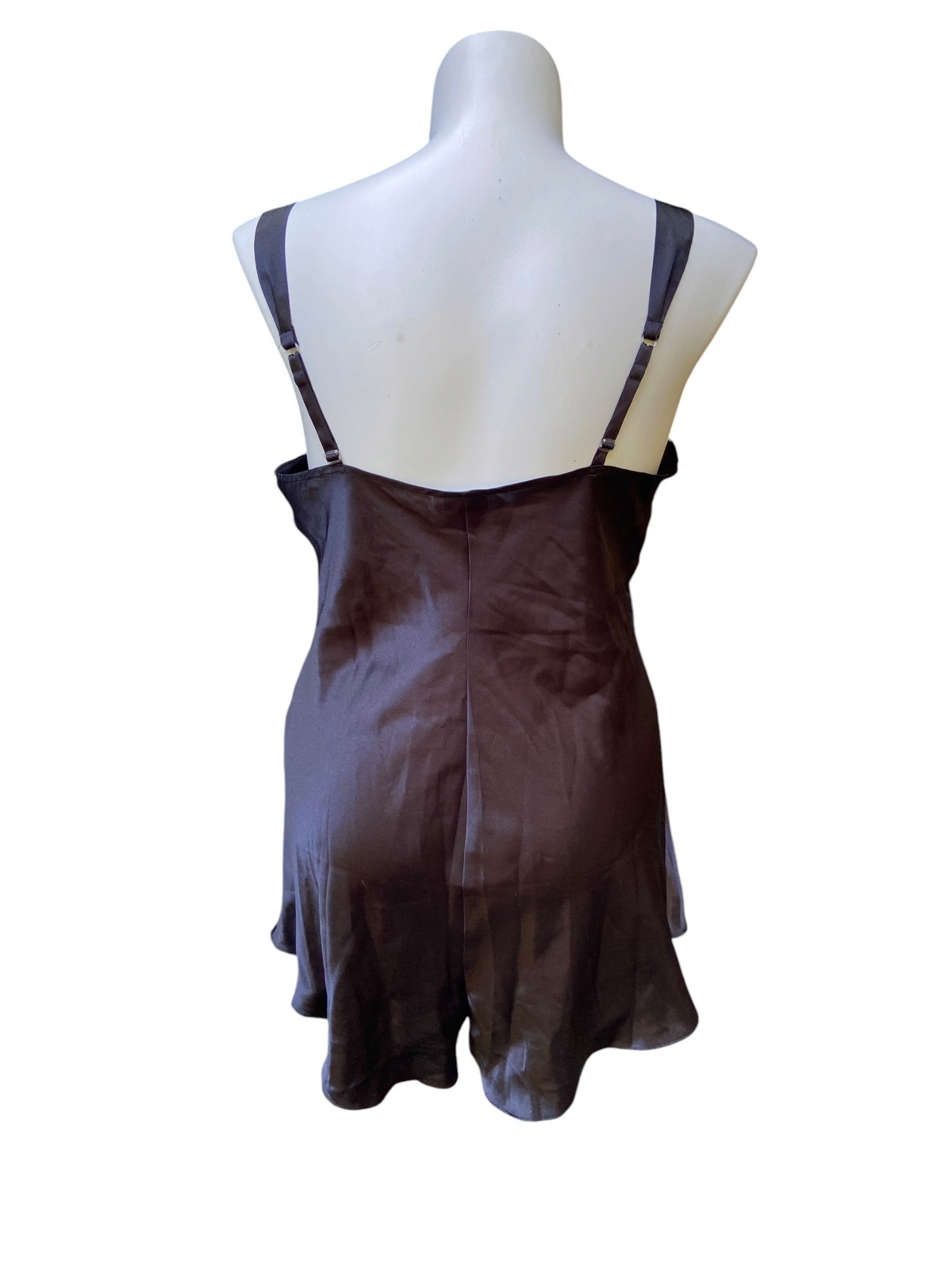 Vintage Lingerie Teddy Romper Step In Vanity Fair Playsuit Glossy Black XL Tags