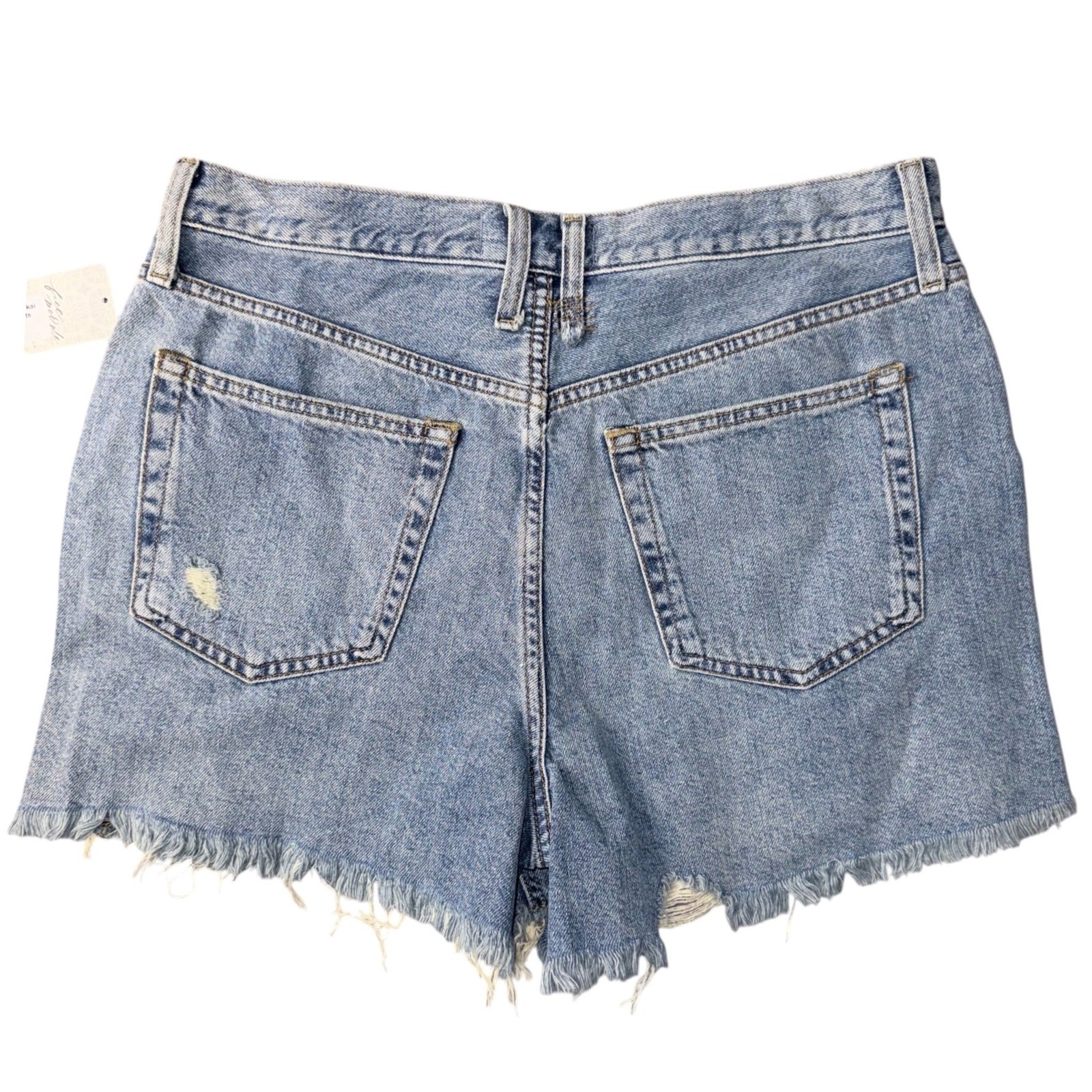 We The Free People Size 31 Blue Distressed Frayed Denim Jean Shorts NWT