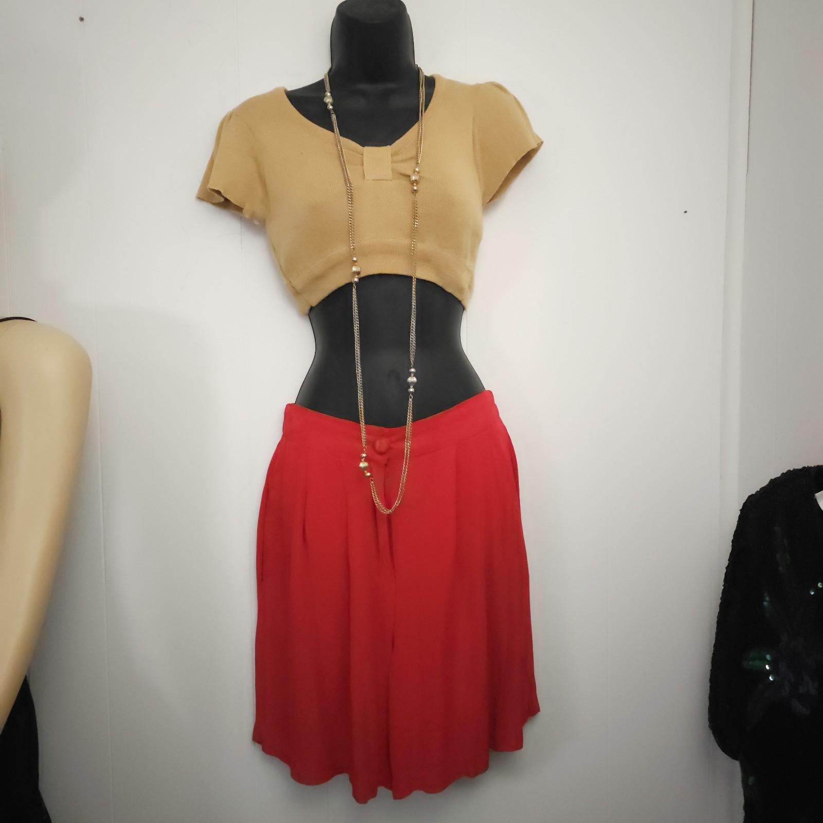 Vtg Bobbie Brooks 70s Knit Crop Top Distressed Festival Boho Sm Tan Beige As Is