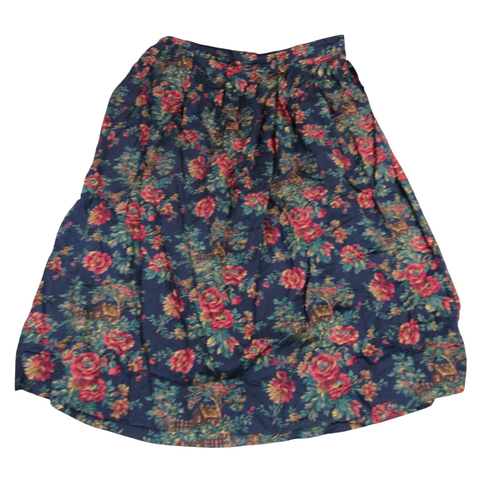 Koret Vintage Navy Floral Cottagecore Rayon Challis Midi Skirt Size 18 125L865A