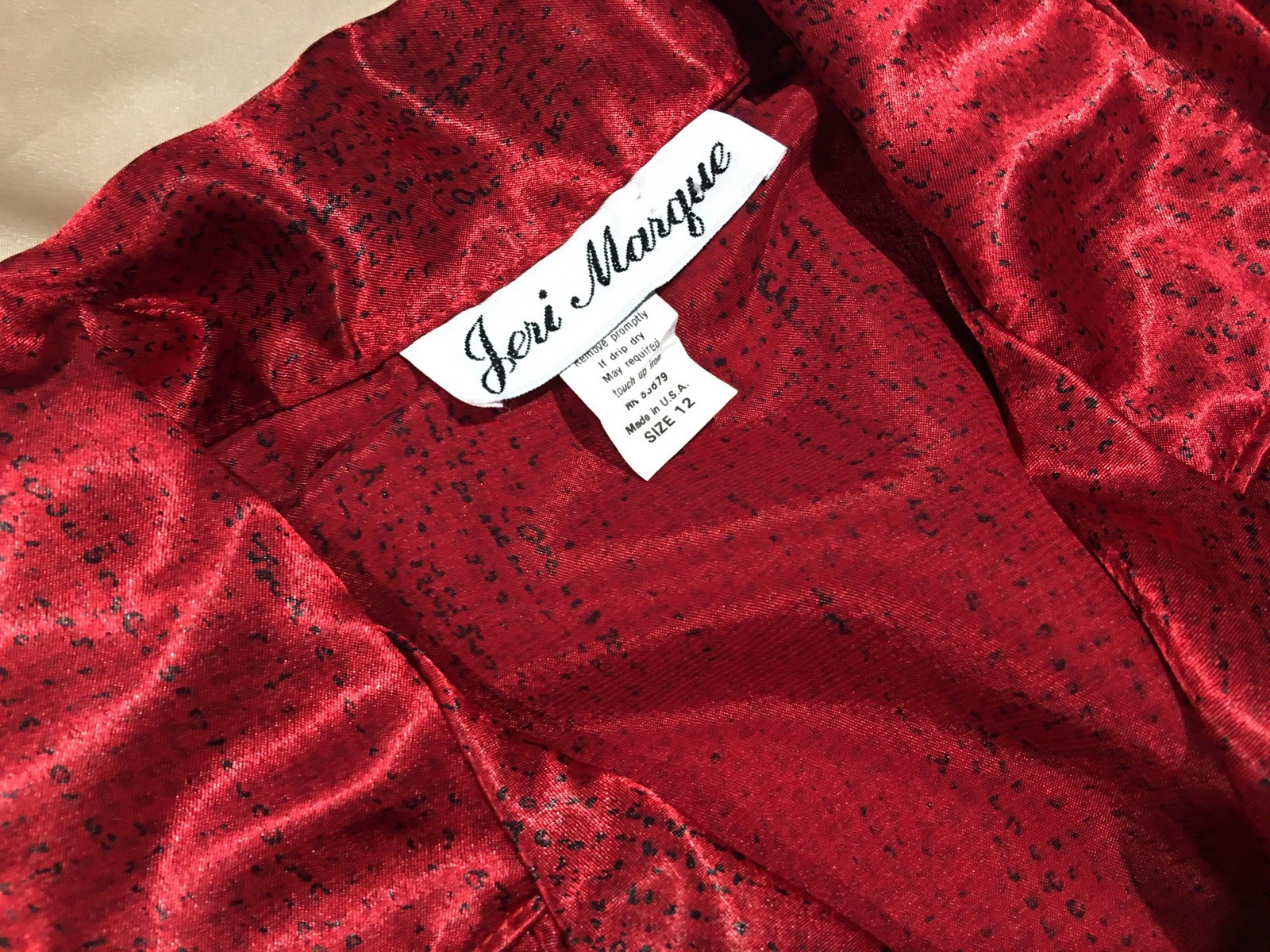 Vtg Red Long Sleeve Button Up Satin Office Blouse Top Shirt 12
