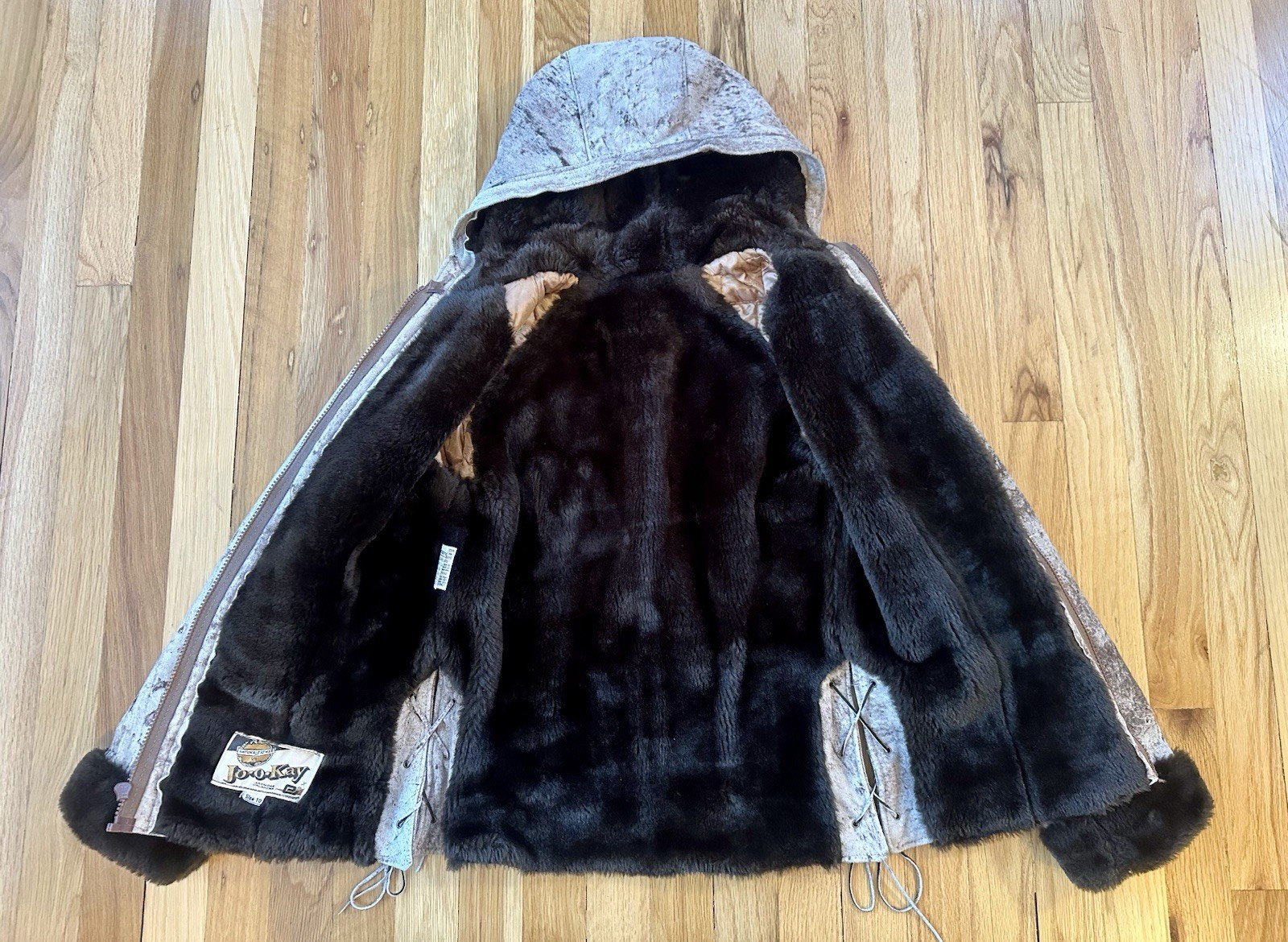 Vtg 60s-70s Jo-O-Kay Womens 10 (4/6) S Fleece Lined Rough Out Leather Jacket EUC