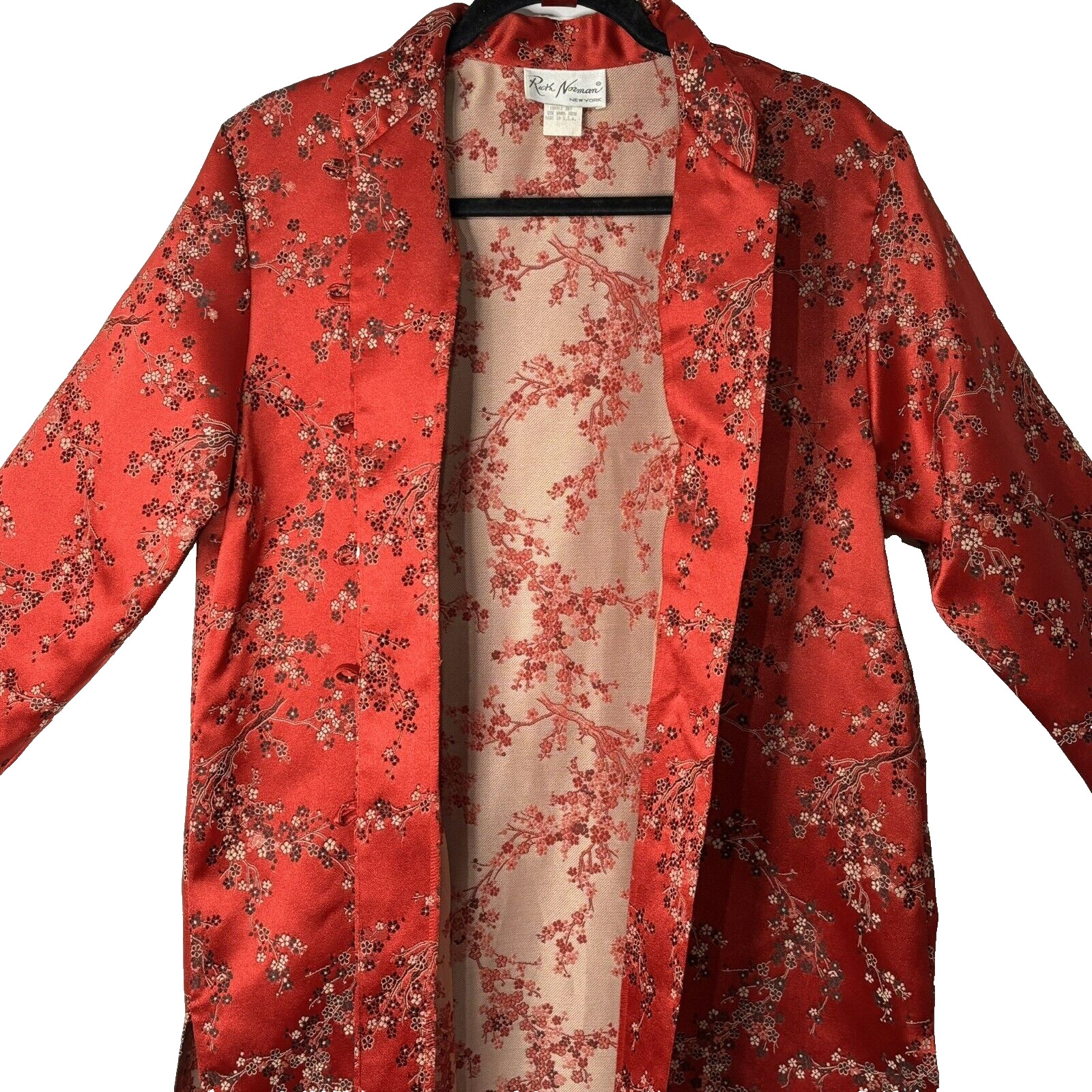 Vtg 80s Saks Ruth Norman NY Womens Jacket Size Med Asian Cheongsam Style Red USA