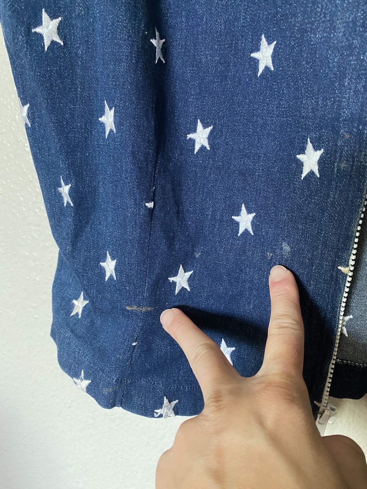Vintage Painted Pony Zip Vest Denim USA Flag Stars Patriotic America Blue 14 S/M