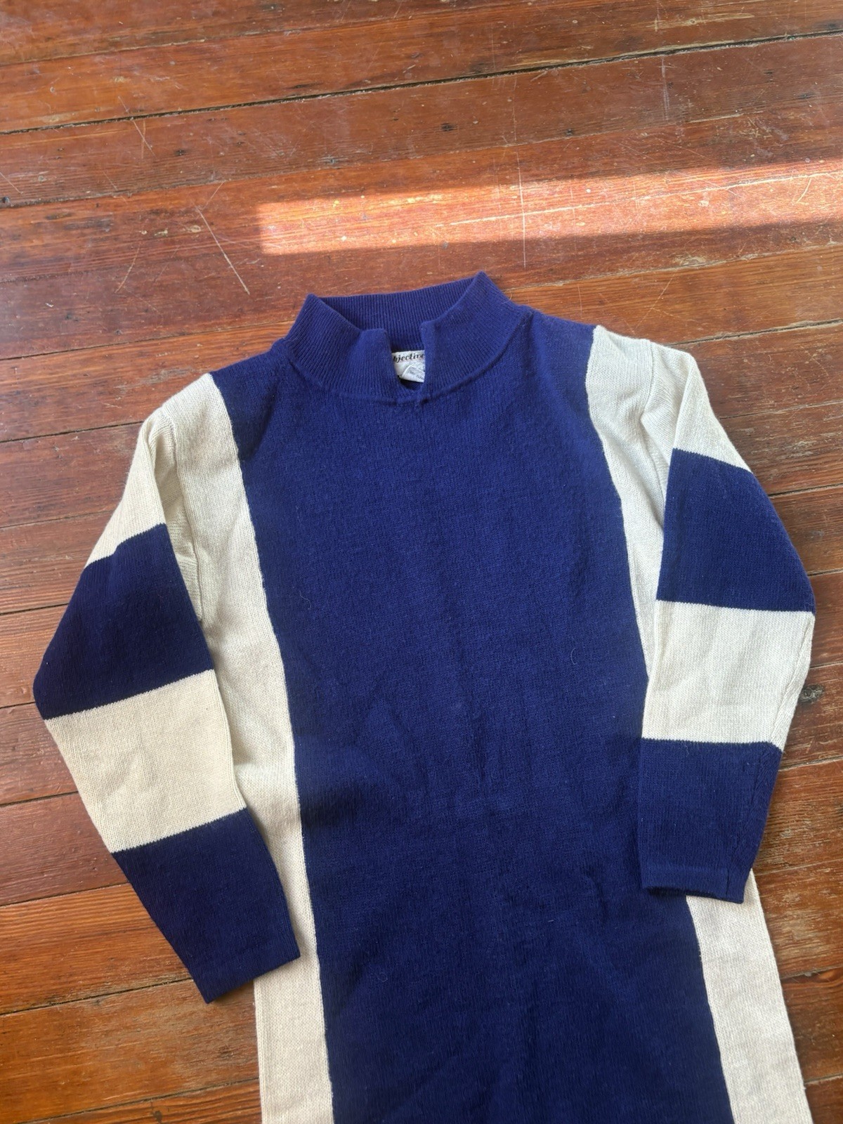 Objectives Dress Lambswool Blue White Women’s Size Small Vintage