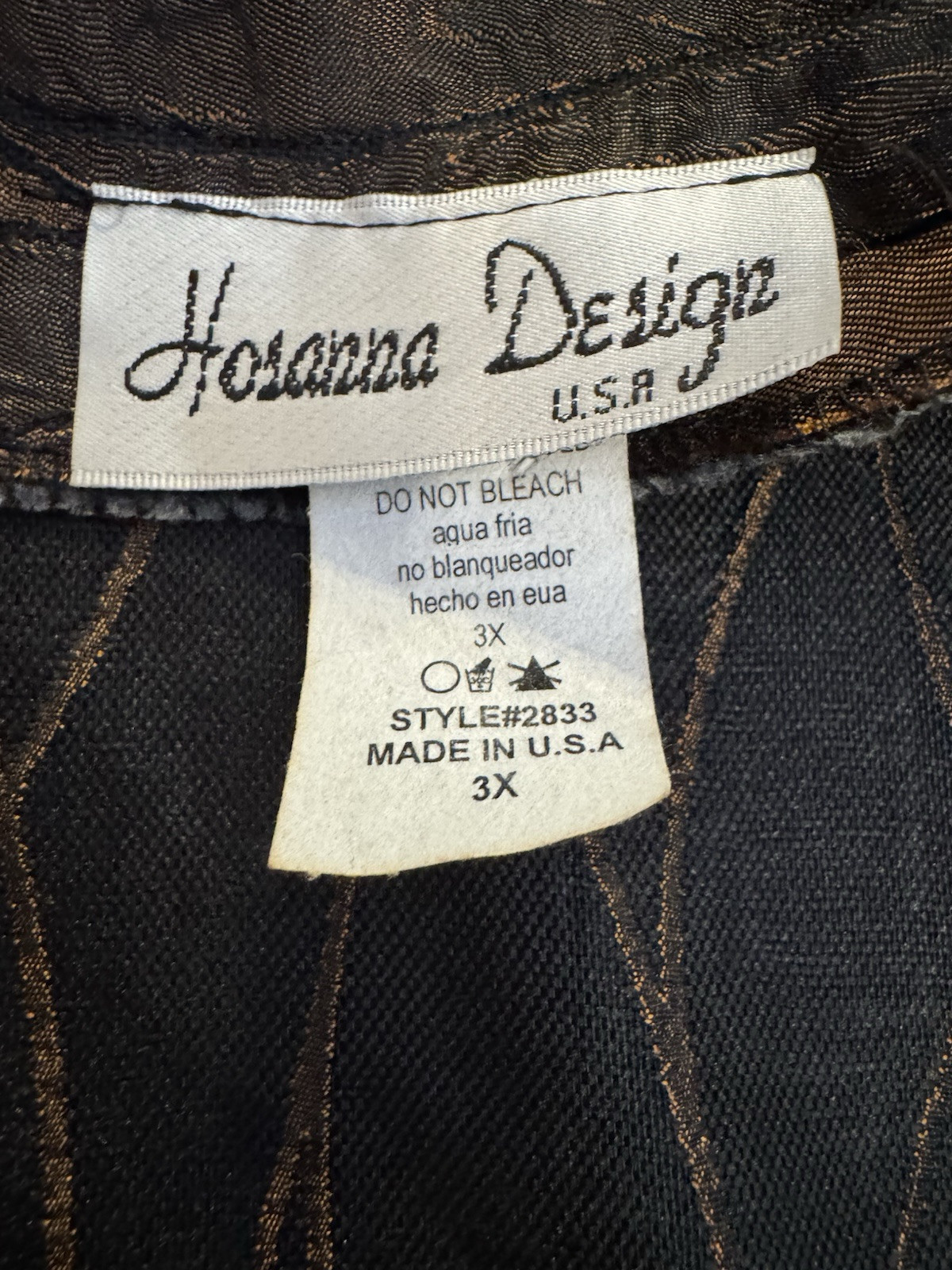 VTG Hosanna Design USA Set 2Pc Top & Skirt Women’s 3x Black Copper Brown Ruffles