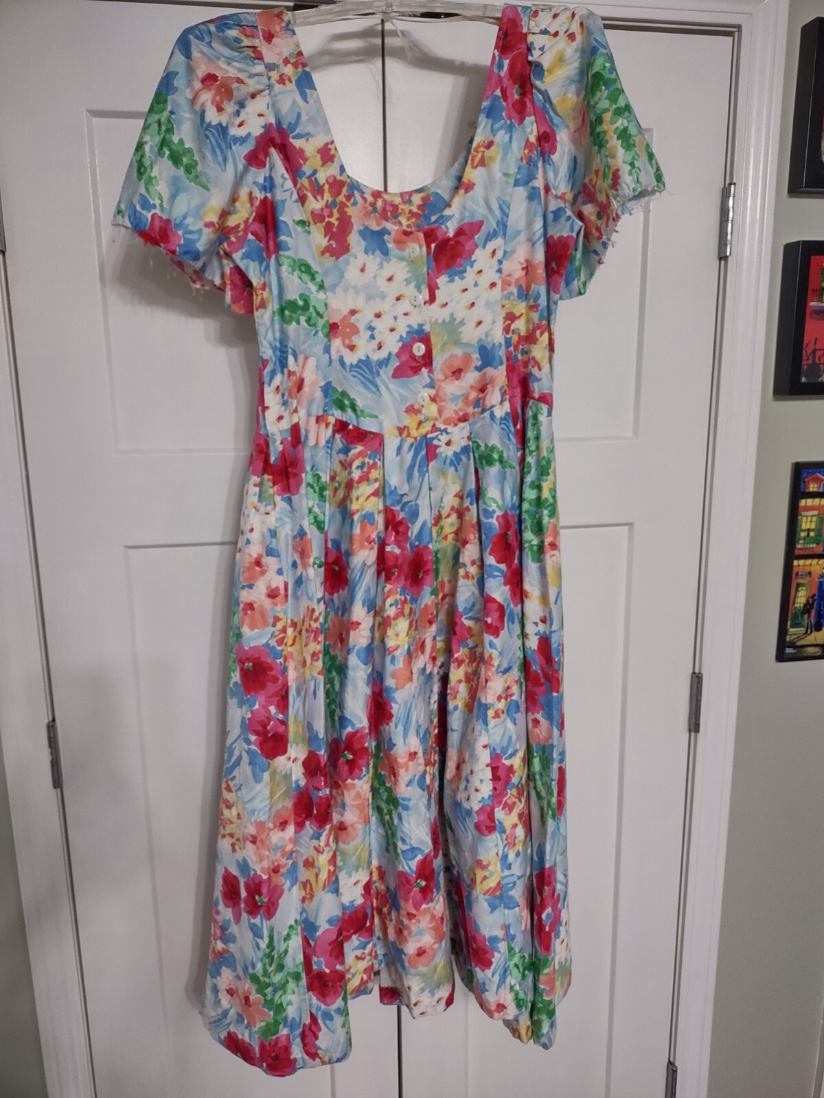 Vintage 1980s Misty Lane Floral Tea Dress Cottagecore Fit N Flare Midi Length