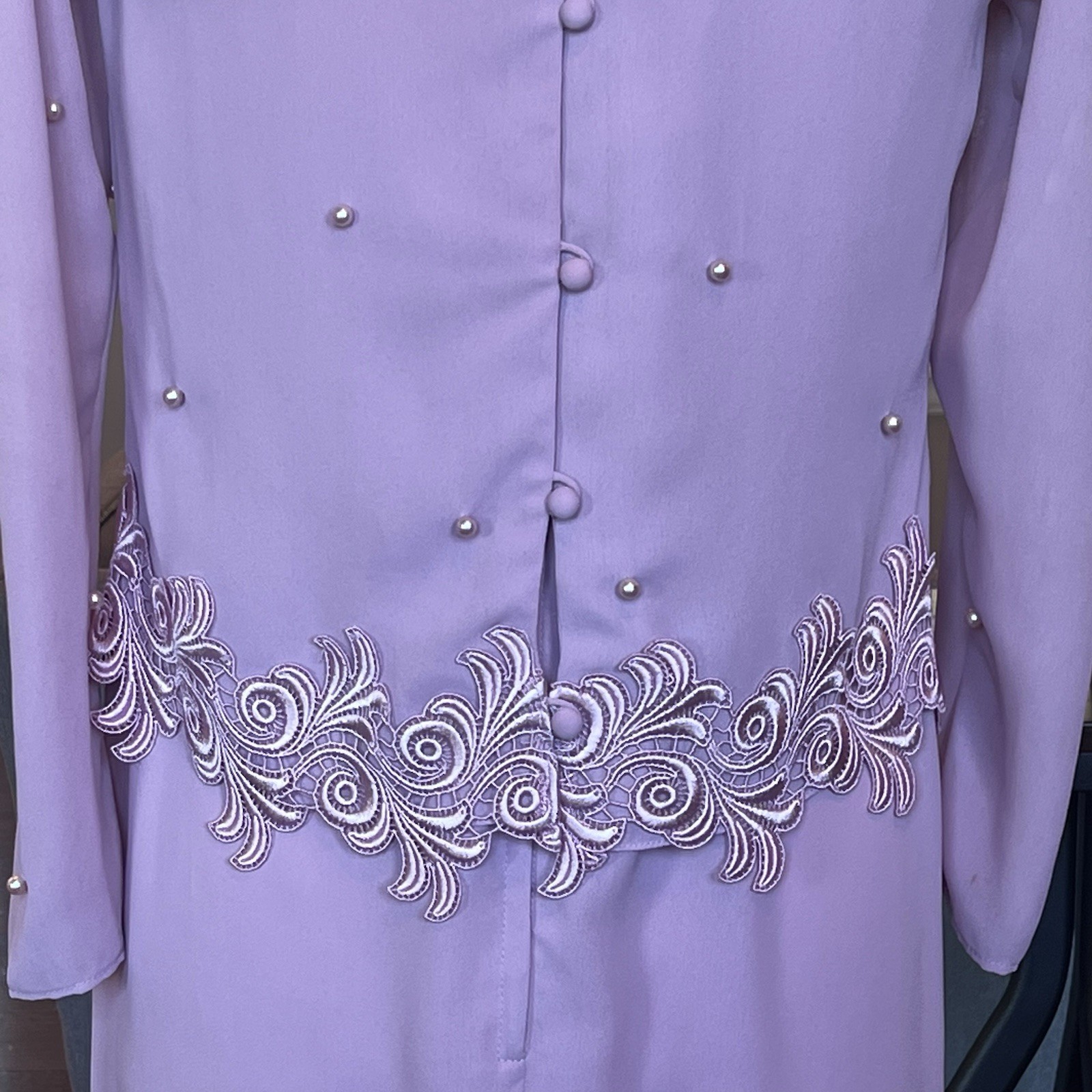 VTG Miss Elliette Chiffon Dress Women’s Size 6 Pink Embroidered Beaded Gown 90s