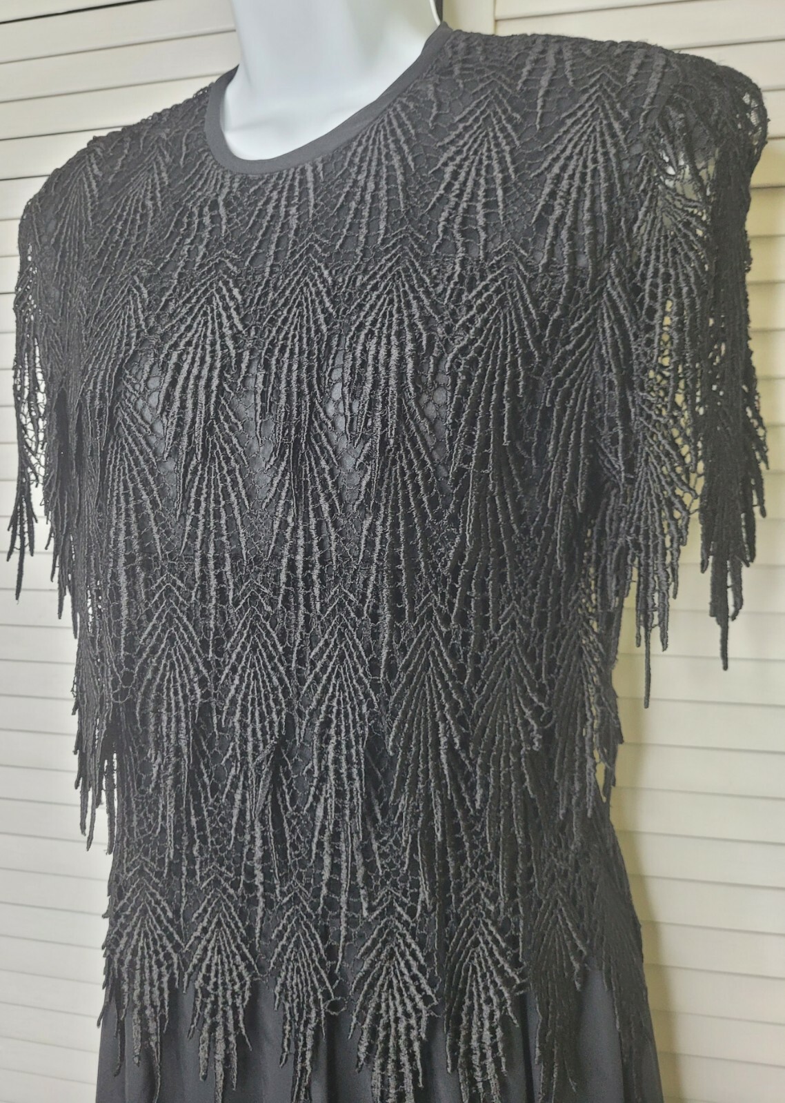 Vtg 80s Night Way Black One Piece Maxi Palazzo Pants Lace Fishnet Party Sz: 8