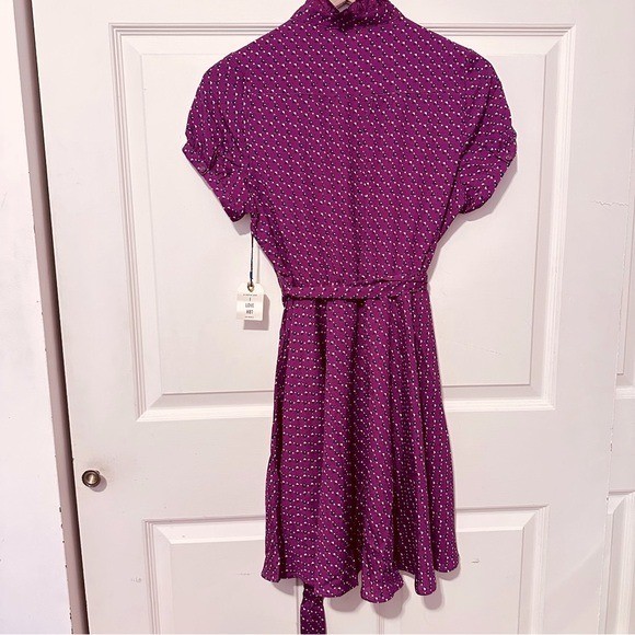 I LOVE H81 | Dress | High Collar Ruffle Dress in Magenta | Coquette